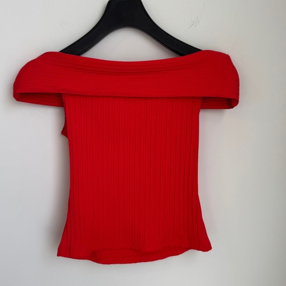NWT Madewell XXS Red Ribbed Off The Shoulder Top - Picture 5 of 6